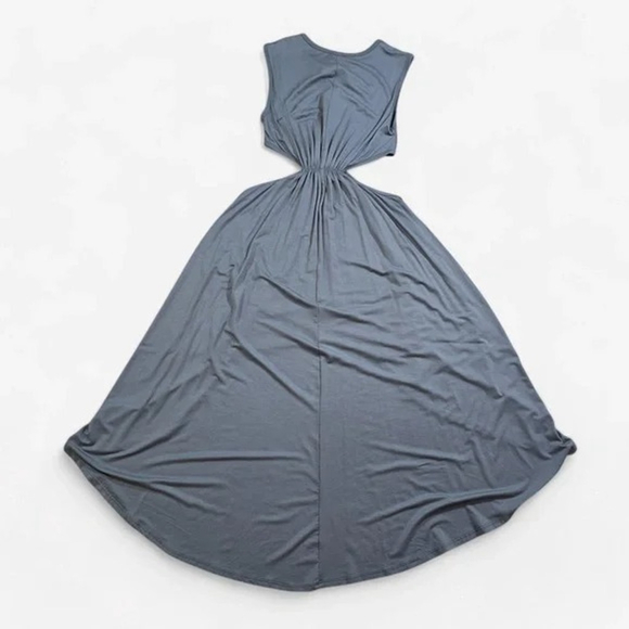 Go Couture Dress Women’s XL Gray Cutout Sleeveless Hi-Low Maxi Boho USA NWOT - Picture 4 of 8